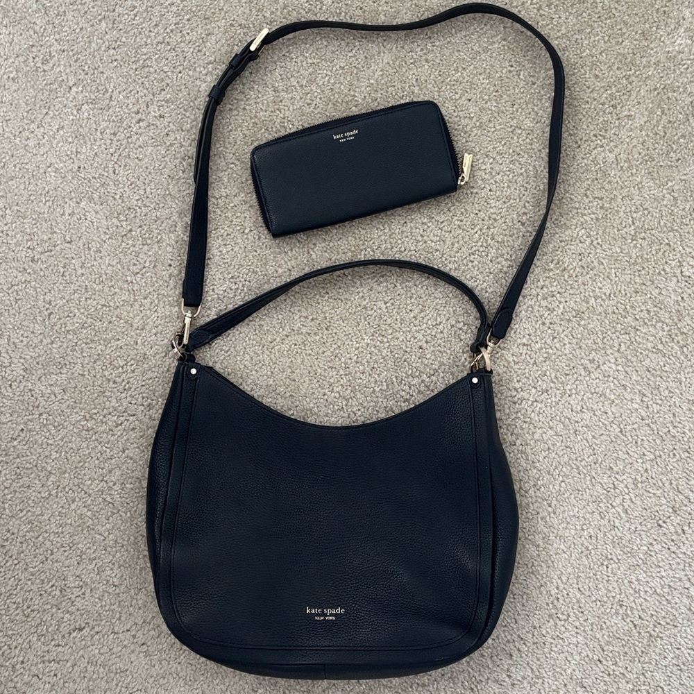 Kate Spade Blazer Blue Roulette Hobo Bag and Wallet Set